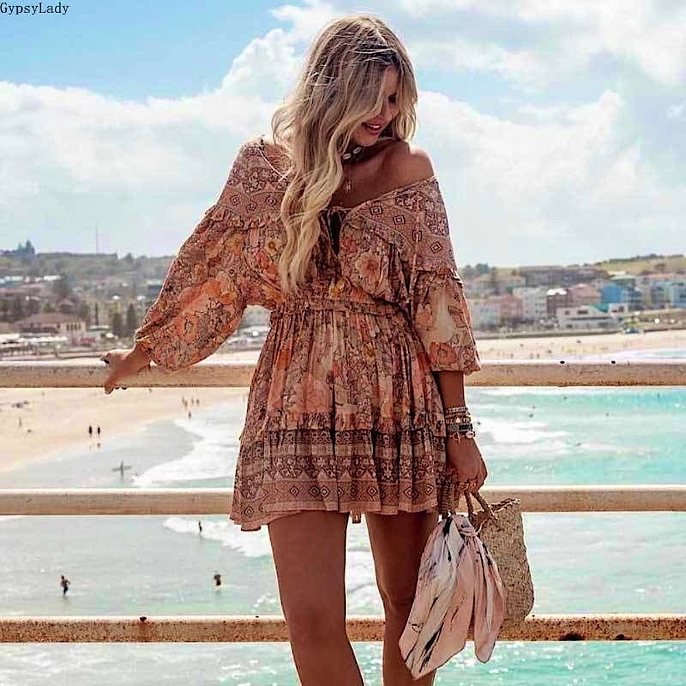 NWT Wild Horses Gypsy Boho Festival, Bohemian Babydoll Mini Dress “Amethyst” - Picture 4 of 9